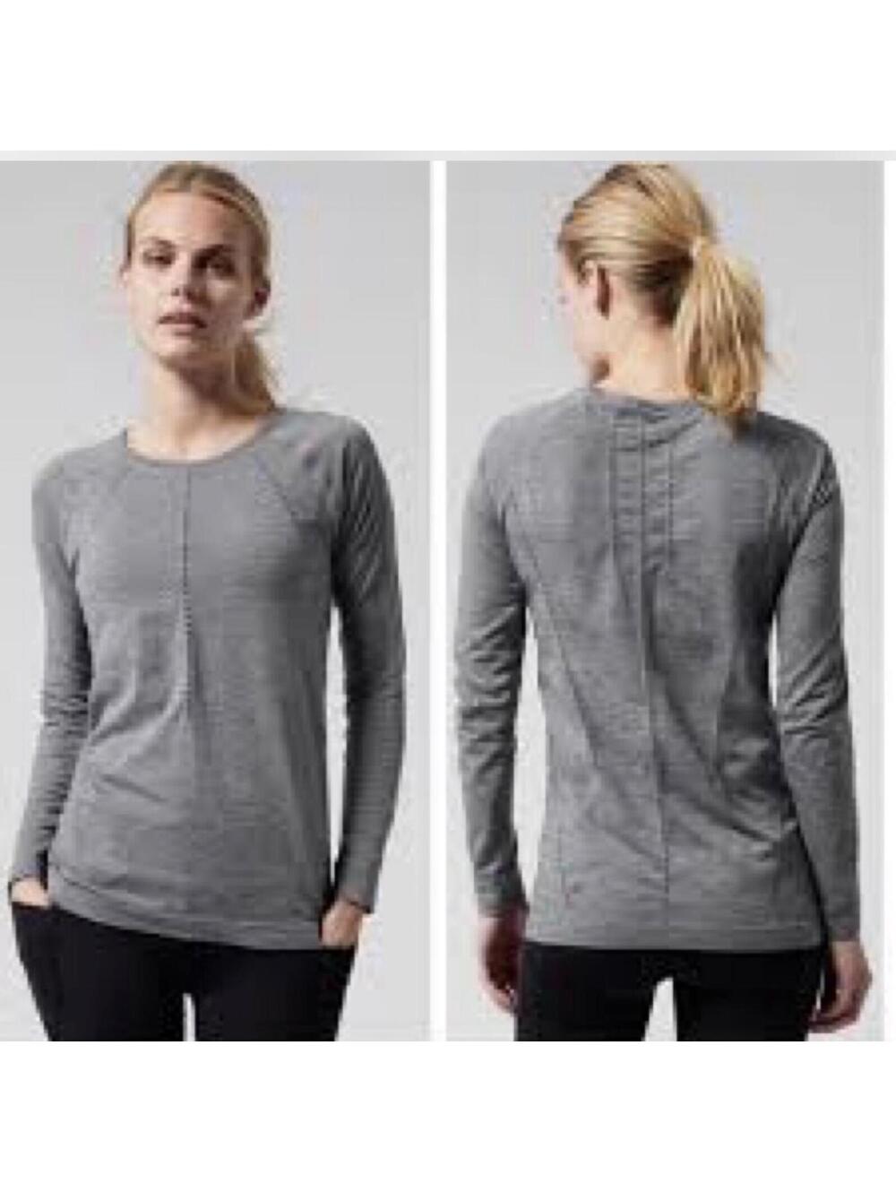 Athleta Foothill Seamless Long Sleeve Breathable Training Shirt Grey Size M